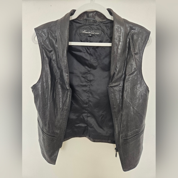 Kenneth Cole Black Leather 3 in 1 zip Leather jacket, vest and bomber | Medium - Picture 8 of 12